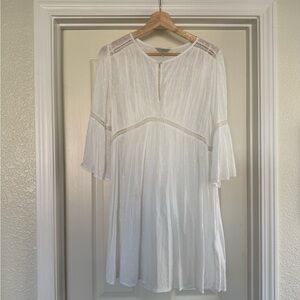 Boho White Dress with Lace Accents